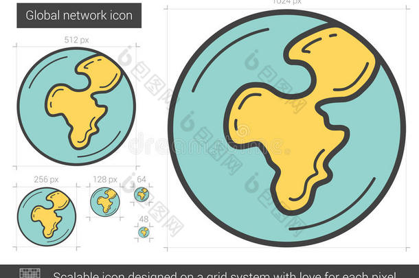 全球网络线路图标。