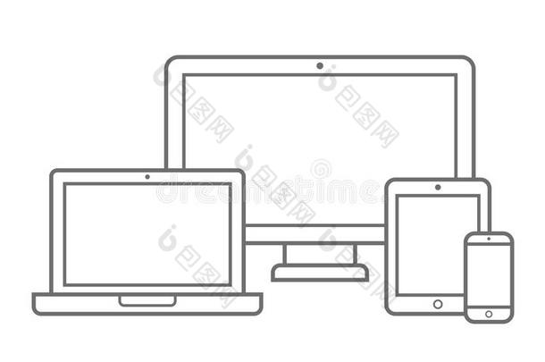 设置不同屏幕大<strong>小图标</strong>的电子设备。 <strong>矢量</strong>