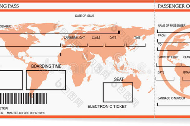 带条形码的航空公司登机牌<strong>机票</strong>