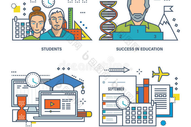 学生和学习的概念，成功的教育，办公桌工作