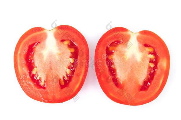 特写新鲜红色西红柿的白色背景，食物和蔬菜的概念