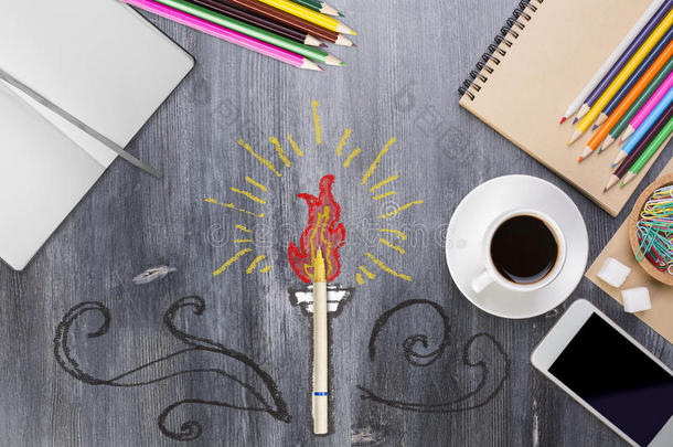 创意火炬消防素描围绕钢笔