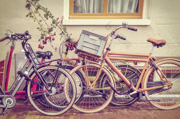 阿姆斯特丹荷兰自行车的复古<strong>风格图片</strong>