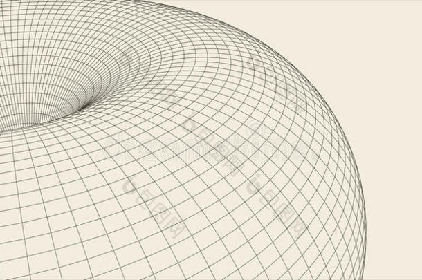 抽象矢量景观背景。 网络空间网格。 三维技术插图。