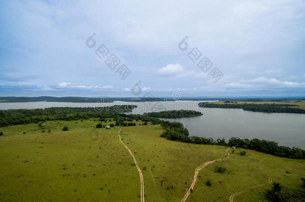 刚果库瓦蒂国家公园湖泊<strong>航空图</strong>片。