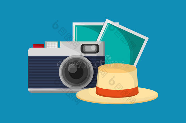 相机与假期旅行图标图像