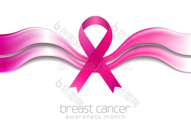 乳腺癌意识月。 光滑的丝波和丝带设计