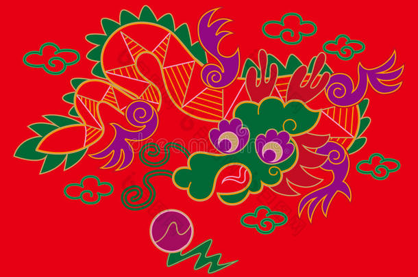 中国刺绣龙图案