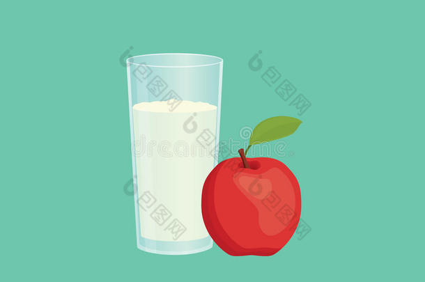 苹果<strong>冰沙</strong>与水果和一杯<strong>冰沙</strong>与平坦的风格