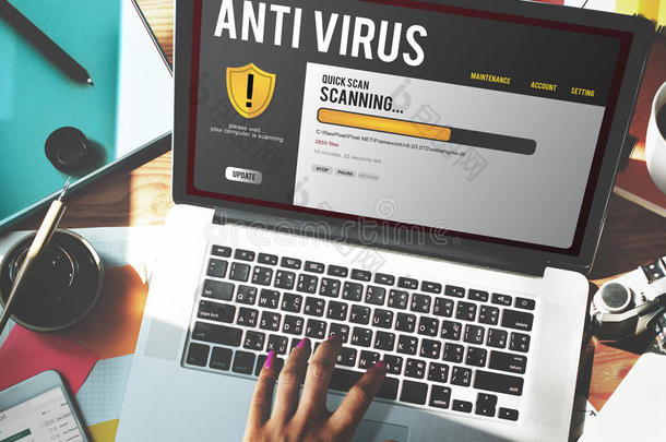 防病毒警报防火墙黑客保护安全概念