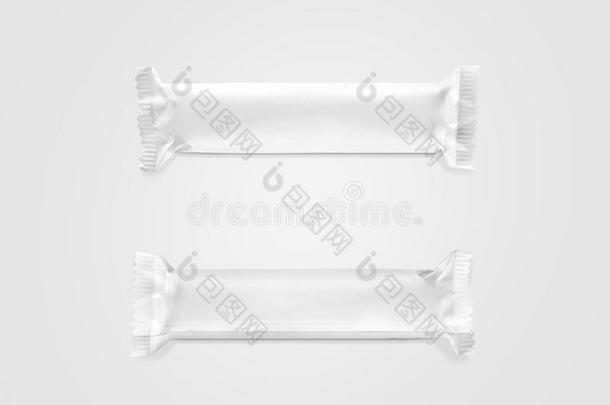 空白白色糖果棒塑料包装模型顶部和背面