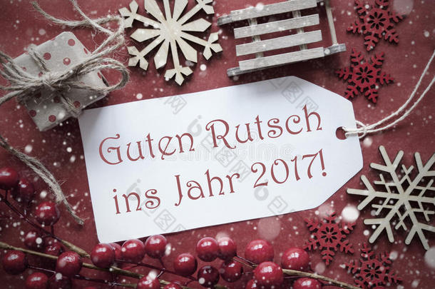 圣诞装饰，标签与古滕鲁奇2017意味着新年