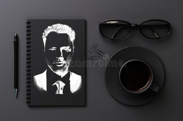 黑色桌面画肖像
