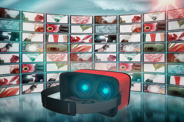 红色虚拟现实模拟器数字图像的复合图像