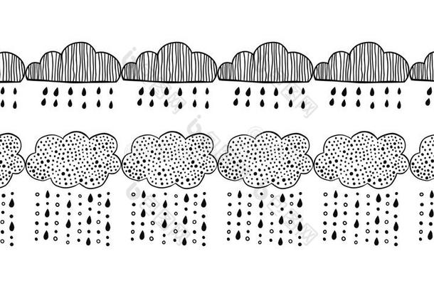 装饰云的<strong>边框</strong>，用于装饰，卡片，剪<strong>贴</strong>簿。 涂鸦插图