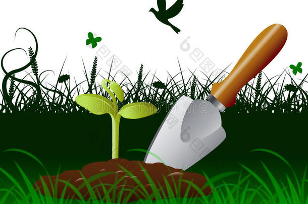 园艺铲子表示培养工具和铲子