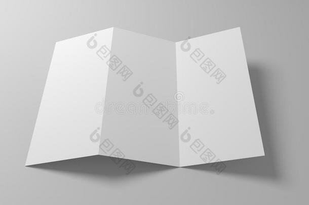 空白3D插图三重小册子模型。