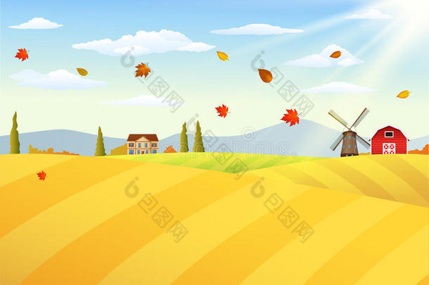 秋天的农场景观
