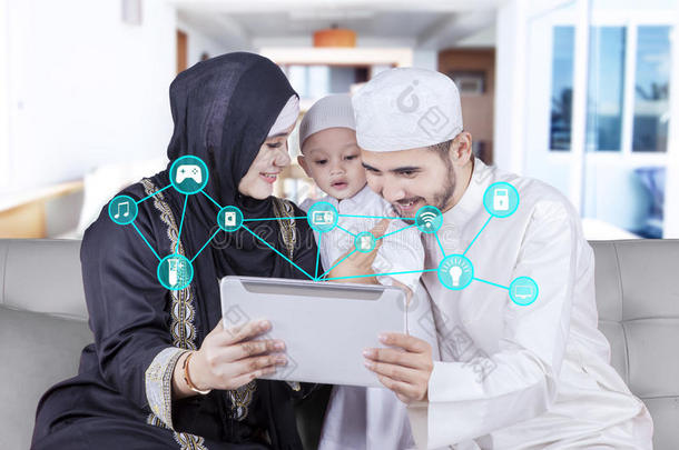 阿拉伯语家庭使用平板电脑与智能家居控制器