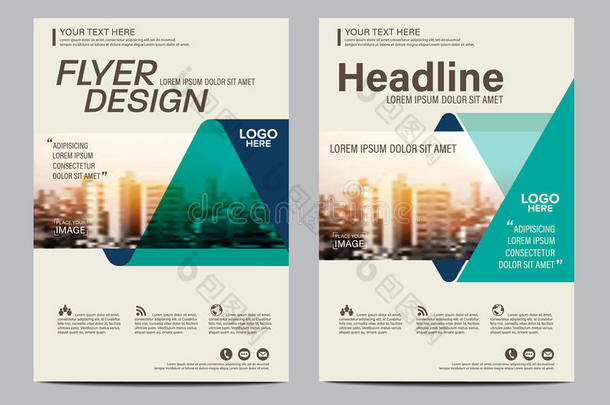 小册子布局<strong>设计</strong>模板。 年度报告传单封面介绍现代背景。 在A4中的插图