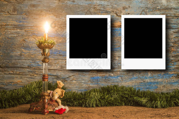 两张照片的圣诞相框卡