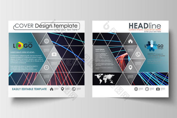 广场小<strong>册子</strong>、杂志、传单、小<strong>册子</strong>或年度报告的商业模板。 传单<strong>封面</strong>，平面布局。 摘要