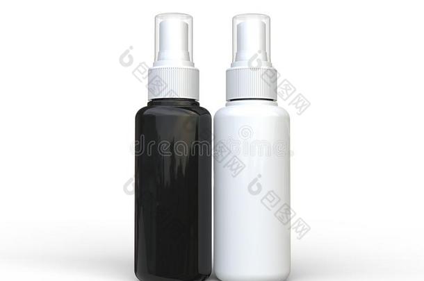 黑色和白色未启用的精细喷雾瓶