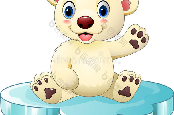 卡通宝宝北极熊坐在浮子上
