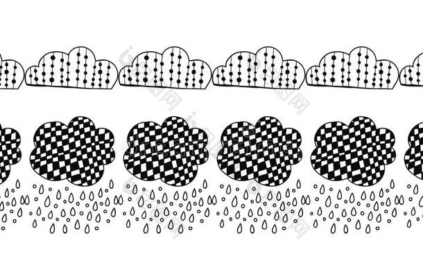 <strong>装饰</strong>云的<strong>边框</strong>，用于<strong>装饰</strong>，卡片，剪贴簿。 涂鸦插图