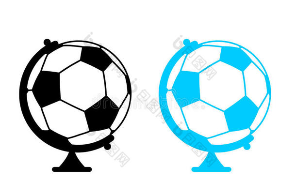 足球球地球仪。 世界游戏。 体育配件作为地球球体。 范围足球比赛