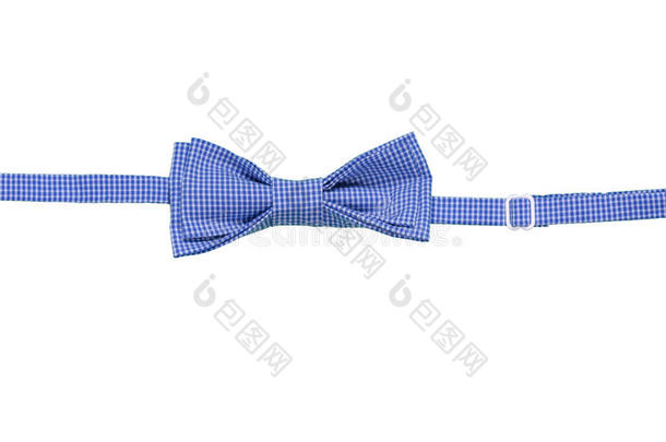 蓝色手工蝴蝶结领带隔离在白色背景上。