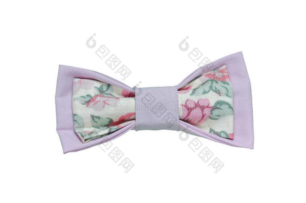 彩色手工蝴蝶结领带隔离在白色背景上。 鲜花。