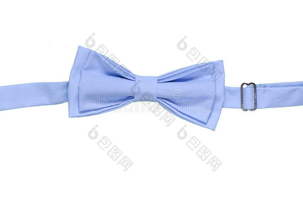 蓝色<strong>手工蝴蝶</strong>结领带隔离在白色背景上。