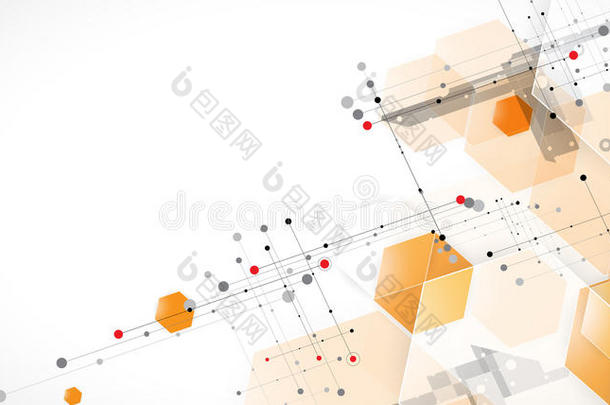抽象六边形背景。 技术极化设计。 数字未来主义极简主义
