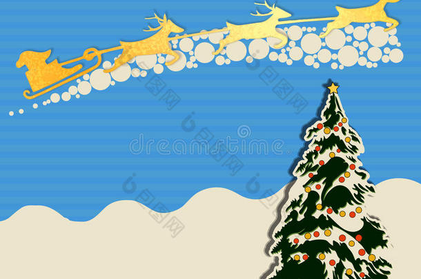 圣诞贺卡与圣诞树，矢量设计模板