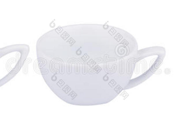 空的白色咖啡瓷杯隔离在白色上