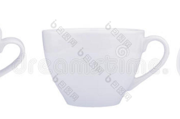 空的白色咖啡瓷杯隔离在白色上