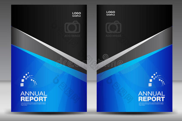 蓝色封面设计，年度报告，商业小册子传单