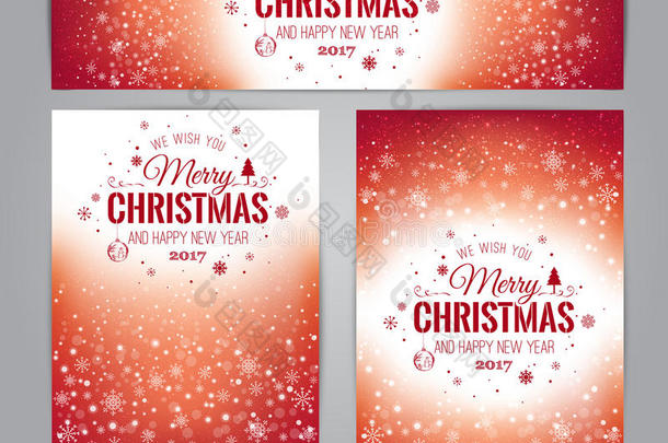圣诞节和新年卡片，印刷在圣诞节背景上