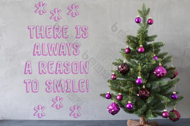 圣诞树，水泥墙，报价总是微笑的理由