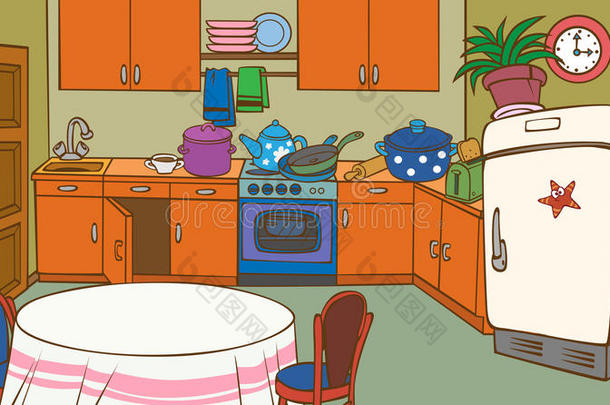 卡通动画厨房