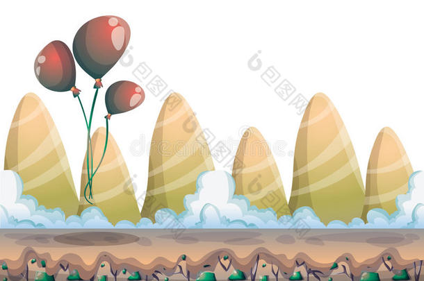 卡通矢量自然景观背景与分层游戏艺术和动画游戏设计资产