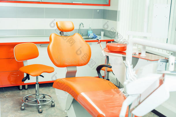 牙科现代办公室。 牙科内部。 医疗设备。 牙科诊所
