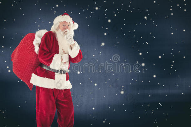 圣诞老人拿着包求安静的合成图片