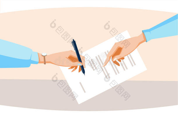 合同签署纸质文件商务人员协议笔签字