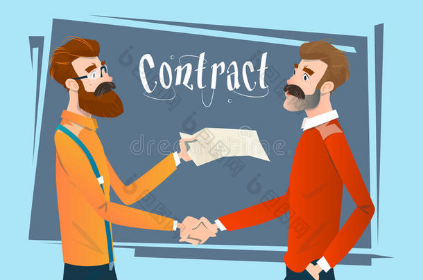 商务人员握手会签定协议，商务人员握手合同