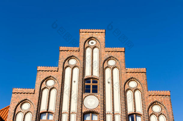建筑学波罗的海蓝色砖建筑