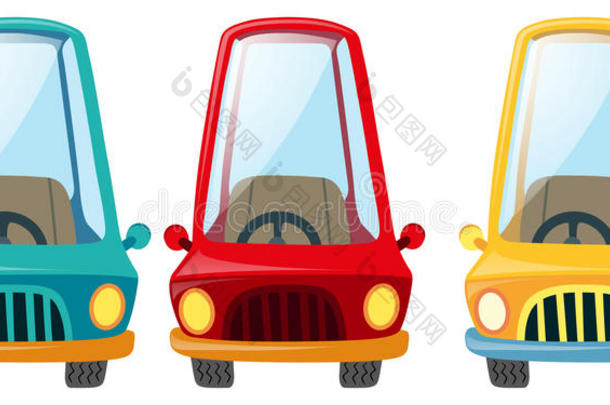 三种不同颜色的汽车