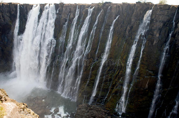 落水的细节维多利亚瀑布。 特写镜头。 莫西-阿-图尼亚国家公园。 以及世界遗产遗址。 赞比亚。 津巴布韦。