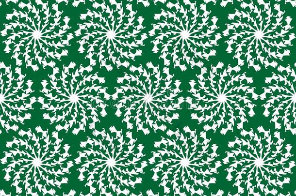 绿色抽象矢量背景与白色Grunge抓取圆形恒星形状，无缝背景